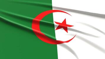 Algeria flag. Fabric textured Algerian flag. 3D render illustration. photo