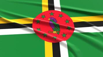 Dominica Flag. Fabric textured Dominican Flag. 3D Render Illustration. photo