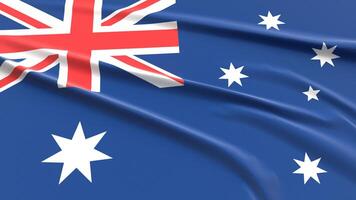 Australia Flag. Fabric textured Australian Flag. 3D render illustration. photo