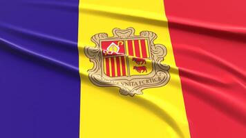 Andorra flag. Fabric textured Andorran flag. 3D render illustration. photo