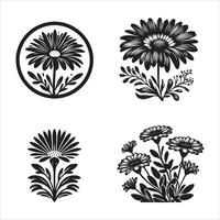 Daisy flower silhouette icon graphic logo design vector