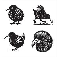 Kiwi bird silhouette icon graphic logo design vector