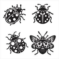 Ladybug silhouette icon graphic logo design vector