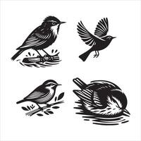 Aquatic Warbler silhouette icon graphic logo design vector