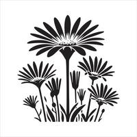 Daisy flower silhouette icon graphic logo design vector