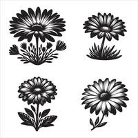 margarita flor silueta icono gráfico logo diseño vector