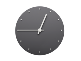 Simple clock gray quarter to one o clock. Modern Minimal Clock. 3D illustration png