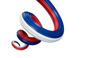 Serbian flag spiral twisted wavy abstract . 3d illustration. png