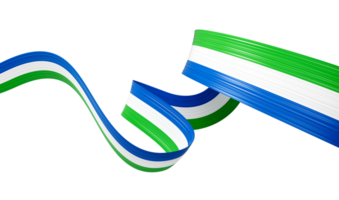 3d Flag Of Sierra Leone, 3d Shiny Waving Flag Ribbon, 3d illustration png