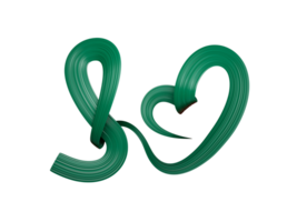 Bangladeshi flag heart shaped wavy ribbon 3d illustration png