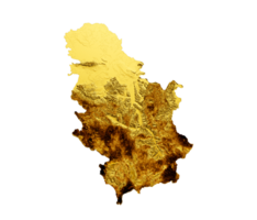 Serbia Map Golden metal Color Height map 3d illustration png