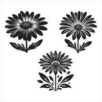 Daisy flower silhouette icon graphic logo design vector