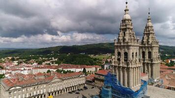 santiago kompostela katedral i Spanien antenn se video