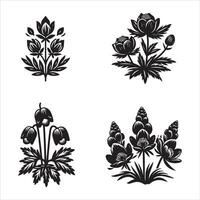 Aconite flower silhouette icon graphic logo design vector