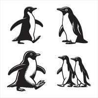 pingüino silueta icono gráfico logo diseño vector