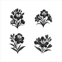 Alstroemeria flower silhouette icon graphic logo design vector