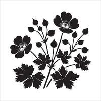 Alchemilla flower silhouette icon graphic logo design vector