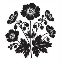 Alchemilla flower silhouette icon graphic logo design vector
