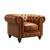 Vintage leather chair on transparent background png