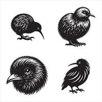 Kiwi bird silhouette icon graphic logo design vector