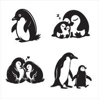 pingüino silueta icono gráfico logo diseño vector