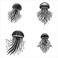 jellyfish silhouette icon graphic logo design vector