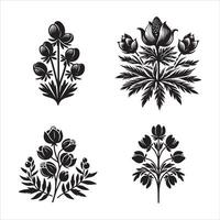 Aconite flower silhouette icon graphic logo design vector