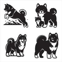 akita perro silueta icono gráfico logo diseño vector