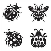 Ladybug silhouette icon graphic logo design vector