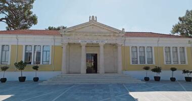 Architecture of the City Hall of Paphos, Cyprus. Tourist city administrative building. High quality 4k footage video