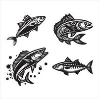 pescado silueta icono gráfico logo diseño vector