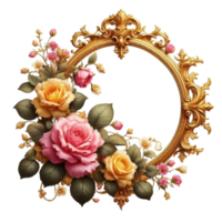 Generated Ai Rose Frame With A Gold Ring png