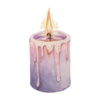 Lavendel natürlich Wachs Kerze zum Zuhause Duft. Zuhause Spa Aromatherapie entspannend Aquarell Illustration. Hand gezeichnet Clip Art zum Schönheit, Kosmetika, Etiketten, organisch Produkte, Wellness und Verpackung png