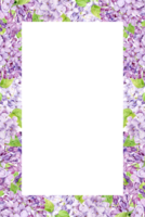 aguarela quadro, Armação com roxa lilás em uma transparente fundo. vertical fronteira do Primavera flores dentro lavanda cor. crio provence estilo Casamento convites, Salve  a encontro ou convites. png