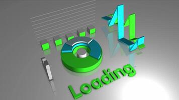 Abstract graphs and loading inscription. Motion. Round shaped diagram surrounded by graphics and a word loading. video