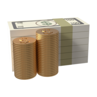 3d rendering of US dollar. bundles of United States currency notes, financial design element can be use for growing money. png