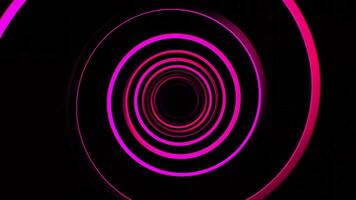 Black background.Design.Pink illuminated lines that move forward into the depths and create a tunnel in the animation. video