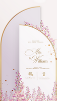 Digital Wedding Invitation Template with Pink Hyacinths psd