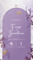 Digital Wedding Invitation Template with Purple Geometric Shape psd