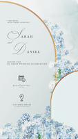 Digital Wedding Invitation Template with Blue Hyacinths psd