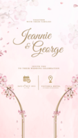 Digital Wedding Invitation Template with Pink Cherry Blossom psd