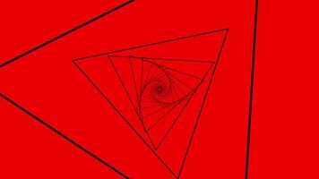 roterend driehoeken met spiraal in centrum. ontwerp. meetkundig spiraal van dun driehoekig lijnen. driehoeken met meetkundig spiraal in centrum video