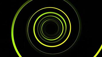 Centralized spiral with line on black background. Design. Thin spiral twisting into center of circle. Thin spiral line on black background video