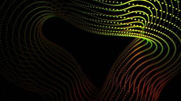 Black background.Design.Bright lines creating a geometric figure in various colors and shades and circling in abstraction. video