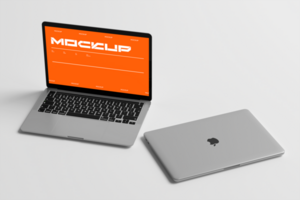 Device laptop mockup with minimalist design for digital design psd
