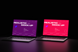 Realistic Laptop mockup device with minimal background psd