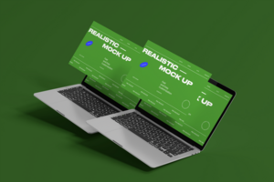 Mockup Laptop device with minimal scene psd