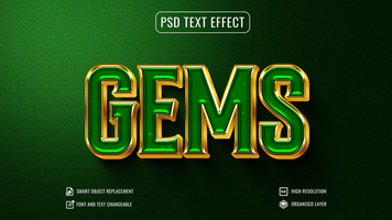 glossy 3d gems text effect psd