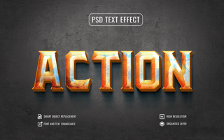 action text effect with grungy wall background psd