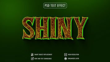 shiny text effect with gold and green text psd